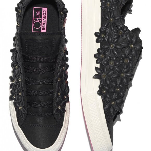 Converse Women's Patbo Low Classic OX Black Floral Sneaker Women 6.5 M - Picture 14 of 14